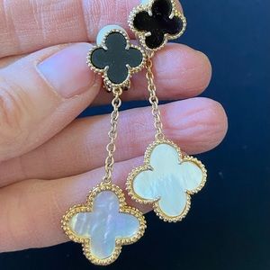 Faux Designer Clover Clip On Earrings